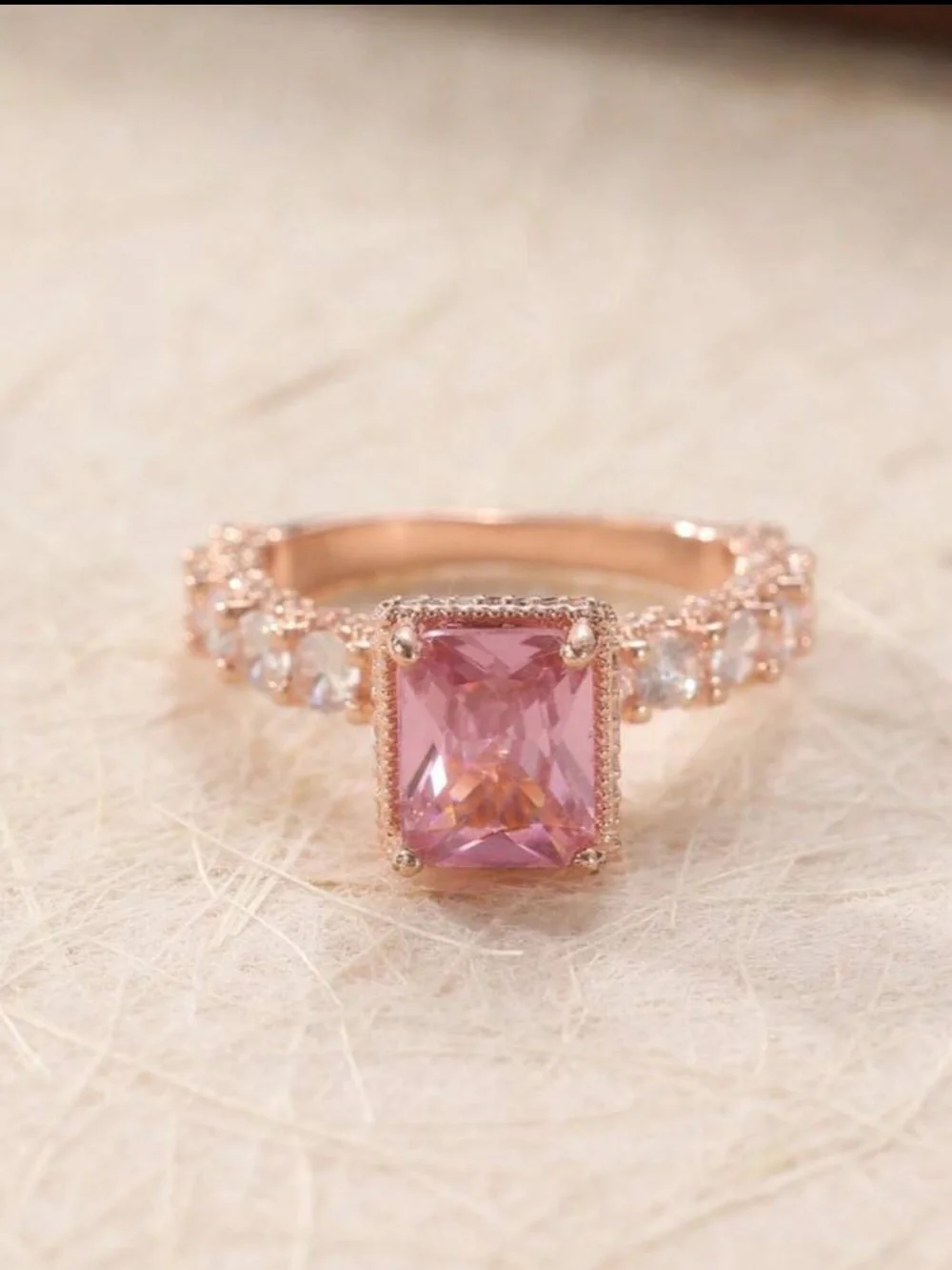 Gold pink statement ring